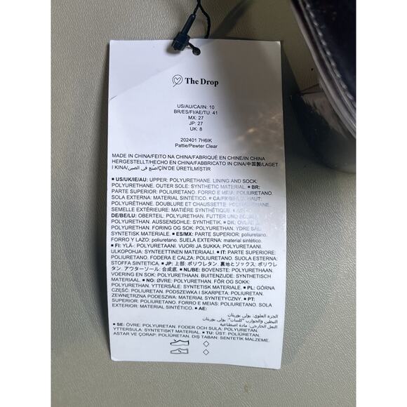 The Drop Women's Pattie High Block-Heeled Mule Sandal Pewter Clear 10 - Picture 9 of 10